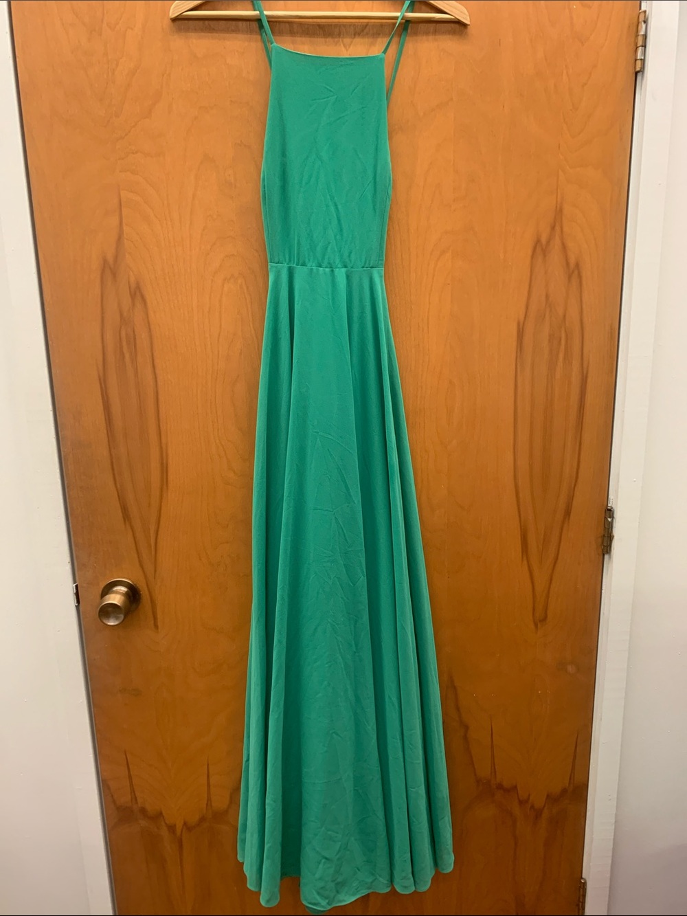 Lulu's Emerald Green Spaghetti-Strap Maxi Dress